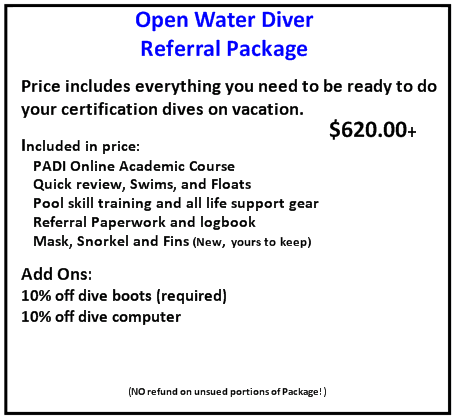 PADI Open Water Diver Referral Package